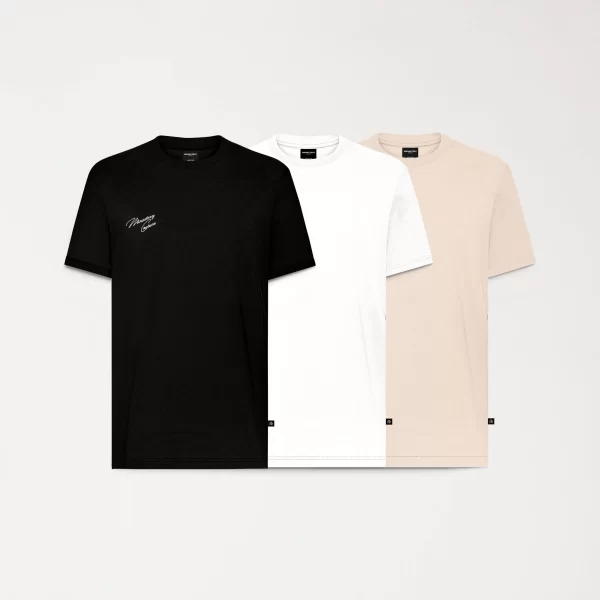 T-SHIRT FALKIR PACK BLACK - WHITE - IRISH CREAM